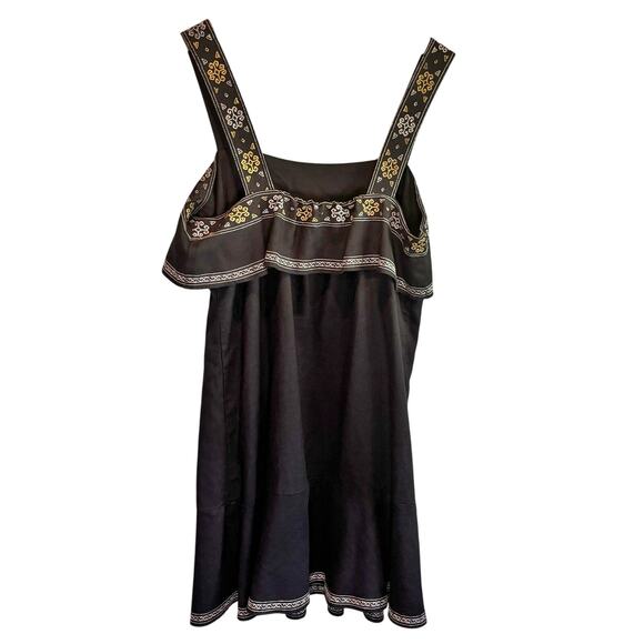 Madewell Black Linen Blend Embroidered Sleeveless Mini Dress - size Small - Picture 4 of 5